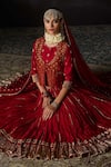 Swatti Kapoor_Red Chanderi, Cotton Zari Ruhi Embroidered Lehenga Skirt _at_Aza_Fashions