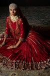 Buy_Swatti Kapoor_Red Chanderi, Cotton Zari Ruhi Embroidered Lehenga Skirt 