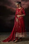 Buy_Swatti Kapoor_Red Aisha Polka Dot Woven Dupatta _at_Aza_Fashions