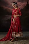 Buy_Swatti Kapoor_Red Chanderi Embroidery, Sequins, Zari Round Neck Noor Skirt Set With Gilet _at_Aza_Fashions