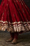 Shop_Swatti Kapoor_Red Chanderi Embroidery, Sequins, Zari Round Neck Noor Skirt Set With Gilet _Online_at_Aza_Fashions