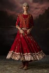 Buy_Swatti Kapoor_Red Embroidery, Zari Round Neck Noor Skirt Set _at_Aza_Fashions