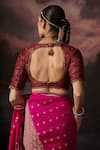 Buy_Swatti Kapoor_Wine Mukaish Beads V-neck Rana Floral Woven Blouse _Online_at_Aza_Fashions