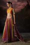 Buy_Swatti Kapoor_Multi Color Tassels, Embroidery Amal Colorblock Woven Lehenga _at_Aza_Fashions