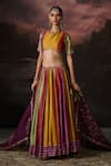 Shop_Swatti Kapoor_Multi Color Tassels, Embroidery Amal Colorblock Woven Lehenga _Online_at_Aza_Fashions