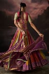 Shop_Swatti Kapoor_Multi Color Tassels, Embroidery Amal Colorblock Woven Lehenga _at_Aza_Fashions