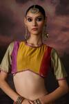 Buy_Swatti Kapoor_Multi Color Round Neck Rubina Collorblock Blouse _at_Aza_Fashions
