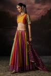 Buy_Swatti Kapoor_Multi Color Round Neck Rubina Collorblock Blouse _Online_at_Aza_Fashions