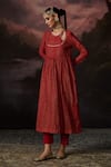 Buy_Swatti Kapoor_Red Cotton, Chanderi Sequins, Embroidery Round Hind Stripe Woven Anarkali Set _at_Aza_Fashions
