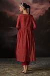 Shop_Swatti Kapoor_Red Cotton, Chanderi Sequins, Embroidery Round Hind Stripe Woven Anarkali Set _at_Aza_Fashions