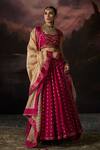 Swatti Kapoor_Pink Embroidery Adnan Floral Woven Dupatta _Online_at_Aza_Fashions