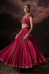 Swatti Kapoor_Pink Embroidery, Zari Round Neck Handwoven Lehenga Set _Online_at_Aza_Fashions