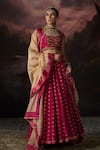 Shop_Swatti Kapoor_Pink Embroidery, Zari Round Neck Handwoven Lehenga Set _at_Aza_Fashions