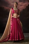 Buy_Swatti Kapoor_Pink Embroidery, Zari Round Neck Handwoven Lehenga Set _at_Aza_Fashions