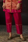 Swatti Kapoor_Pink Chanderi Zari, Sequins Round Neck Rehana Woven Kurta Set _Online_at_Aza_Fashions