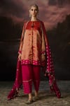 Buy_Swatti Kapoor_Pink Chanderi Zari, Sequins Round Neck Rehana Woven Kurta Set _at_Aza_Fashions