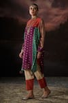 Shop_Swatti Kapoor_Multi Color Sequins Round Neck Amara Floral Woven Kaftan _at_Aza_Fashions