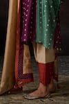 Swatti Kapoor_Gold Round Neck Amara Floral Woven Kaftan Set _Online_at_Aza_Fashions