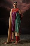 Buy_Swatti Kapoor_Gold Round Neck Amara Floral Woven Kaftan Set _at_Aza_Fashions
