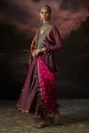 Swatti Kapoor_Purple Sequins V-neck Fiza Floral Woven Anarkali _Online_at_Aza_Fashions