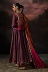 Shop_Swatti Kapoor_Green Beads, Sequins, Embroidery V-neck Ambeer Floral Woven Jacket Anarkali Set _at_Aza_Fashions