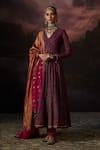 Buy_Swatti Kapoor_Green Beads, Sequins, Embroidery V-neck Ambeer Floral Woven Jacket Anarkali Set _at_Aza_Fashions