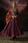 Buy_Swatti Kapoor_Green Beads, Sequins, Embroidery V-neck Ambeer Floral Woven Jacket Anarkali Set _Online_at_Aza_Fashions