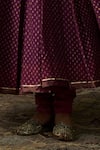 Swatti Kapoor_Purple Beads, Pom-poms V-neck Fiza Floral Woven Anarkali Set _Online_at_Aza_Fashions