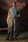 Buy_Swatti Kapoor_Blue Zari Round Neck Tara Handwoven Kurta _Online_at_Aza_Fashions