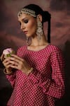 Swatti Kapoor_Pink Embroidery Round Neck Aafreen Floral Woven Kurta _Online_at_Aza_Fashions