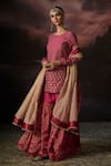 Buy_Swatti Kapoor_Pink Embroidery Round Neck Aafreen Floral Woven Kurta _at_Aza_Fashions