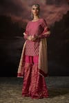 Buy_Swatti Kapoor_Pink Chanderi Sequins, Zari, Embroidery Round Aafreen Floral Woven Kurta Set _at_Aza_Fashions