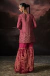 Shop_Swatti Kapoor_Pink Chanderi Sequins, Zari, Embroidery Round Aafreen Floral Woven Kurta Set _at_Aza_Fashions