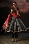 Buy_Swatti Kapoor_Blue Zari, Embroidery Round Neck Hina Stripe Woven Kurta Set _at_Aza_Fashions