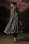 Shop_Swatti Kapoor_Blue Chanderi Embroidery V-neck Sufia Floral Print Anarkali Set _at_Aza_Fashions