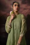 Buy_Swatti Kapoor_Green Chanderi, Cotton Embroidery Round Neck Fariha Kurta Set _Online_at_Aza_Fashions