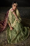 Shop_Swatti Kapoor_Green Chanderi, Cotton Embroidery Round Neck Fariha Kurta Set _Online_at_Aza_Fashions