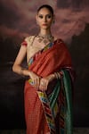 Swatti Kapoor_Multi Color Round Neck Adah Floral Woven Saree With Blouse _Online_at_Aza_Fashions
