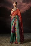 Buy_Swatti Kapoor_Multi Color Round Neck Adah Floral Woven Saree With Blouse _at_Aza_Fashions