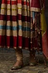 Buy_Swatti Kapoor_Gold Chanderi, Cotton, Lycra Tassels Naira Colorblock Embroidered Anarkali Set _Online_at_Aza_Fashions