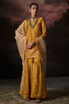 Swatti Kapoor_Yellow Zari Sahil Woven Gharara _Online_at_Aza_Fashions