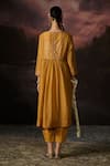 Shop_Swatti Kapoor_Yellow Chanderi Embroidery Round Neck Ayaan Floral Print Kurta _at_Aza_Fashions