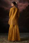 Shop_Swatti Kapoor_Yellow Chanderi Embroidery, Zari Round Neck Firoz Floral Print Kurta Set _at_Aza_Fashions