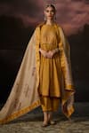 Buy_Swatti Kapoor_Gold Chanderi Zari Saif Floral Print Dupatta _at_Aza_Fashions