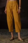 Swatti Kapoor_Yellow Cotton Hamza Pant _Online_at_Aza_Fashions