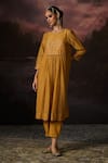 Buy_Swatti Kapoor_Yellow Cotton Hamza Pant _at_Aza_Fashions