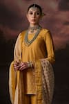 Buy_Swatti Kapoor_Yellow Cotton, Chanderi Round Neck Ayaan Floral Print Kurta Set _Online_at_Aza_Fashions