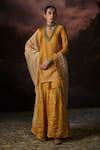 Buy_Swatti Kapoor_Yellow Cotton, Chanderi Round Neck Ayaan Floral Print Kurta Set _at_Aza_Fashions