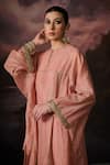 Swatti Kapoor_Pink Chanderi Embroidery Round Neck Zia Woven Kaftan _Online_at_Aza_Fashions