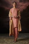 Shop_Swatti Kapoor_Pink Chanderi Embroidery Round Neck Zia Woven Kaftan _Online_at_Aza_Fashions